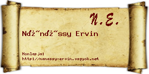 Nánássy Ervin névjegykártya