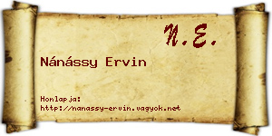 Nánássy Ervin névjegykártya